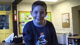 Harry at Bellever Youth Hostel, about to tuck into his tin of spaghetti with sausages
